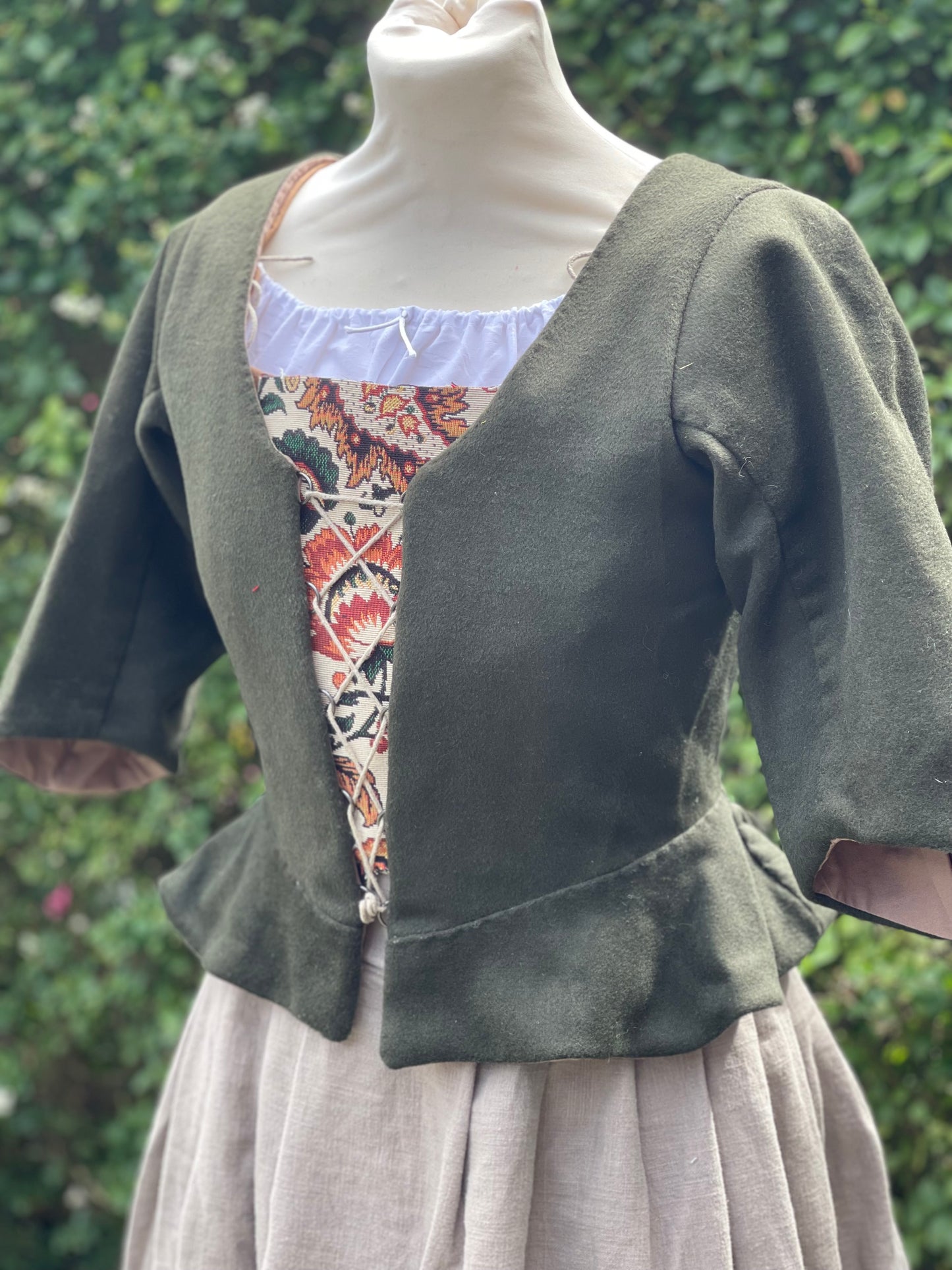 18e Eeuwse Bodice Jasje - mosgroen