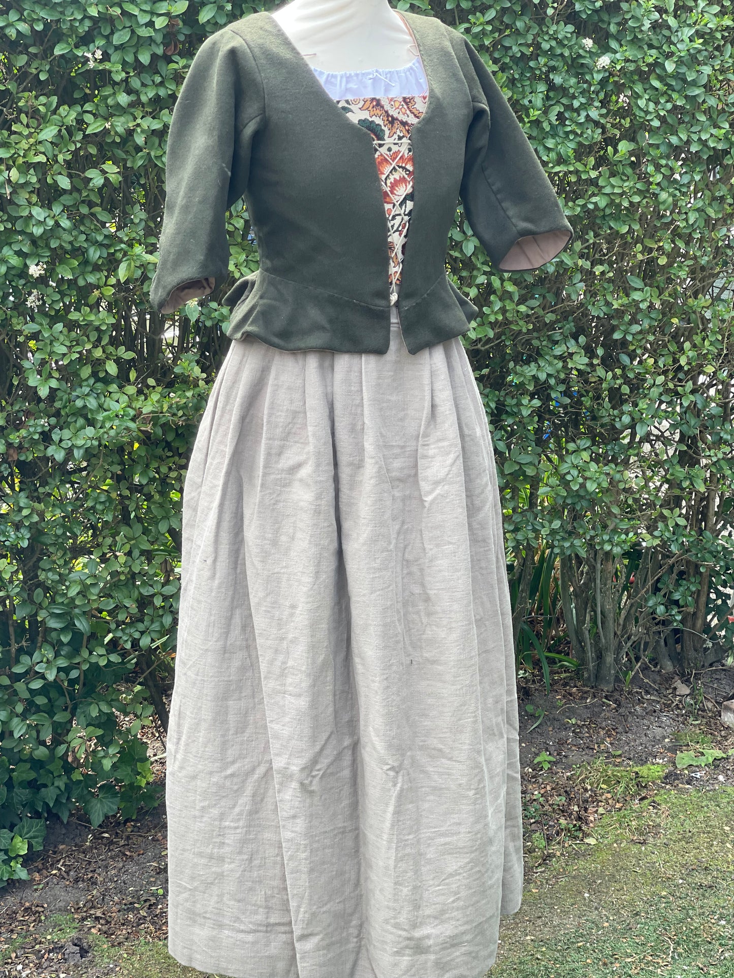 18e Eeuwse Bodice Jasje - mosgroen